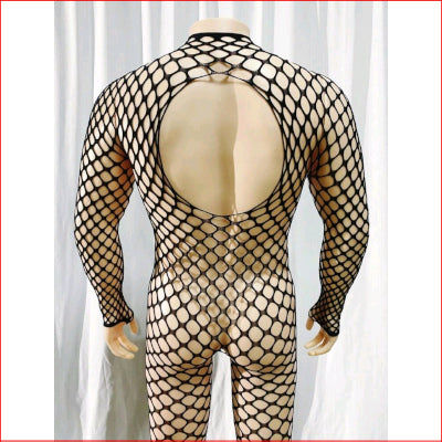 Mens Full Bodysuit Large Fishnet OS
