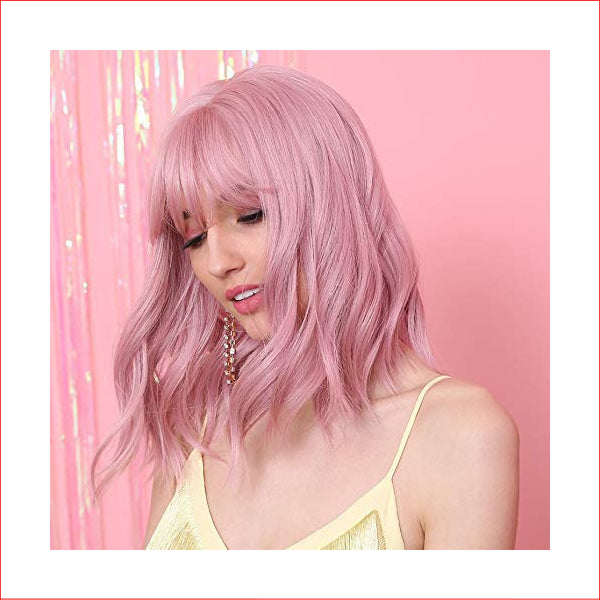 Wig Medium Pink with Bangs