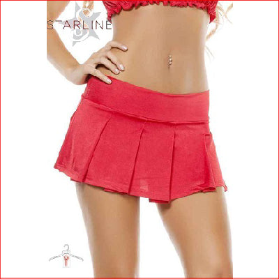 Solid Pleated Skirt Red M/L