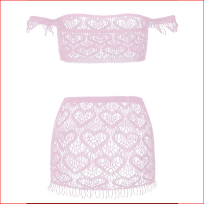 Chase The Night Off Shoulder Pink OS 2pc