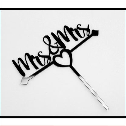 Cake Topper Black Mrs & Mrs flat