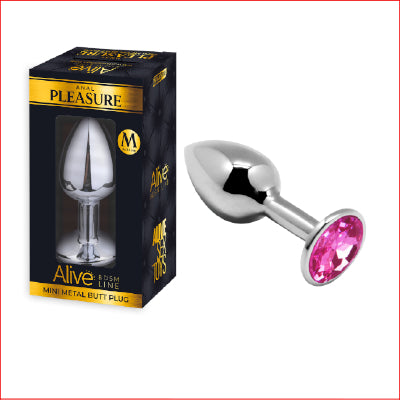 Pleasure Metal Butt Plug Pink Medium