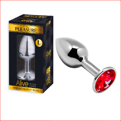 Pleasure Metal Butt Plug Red Large