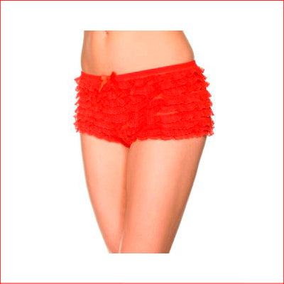 115 Ruffle Tanga Short Red OS