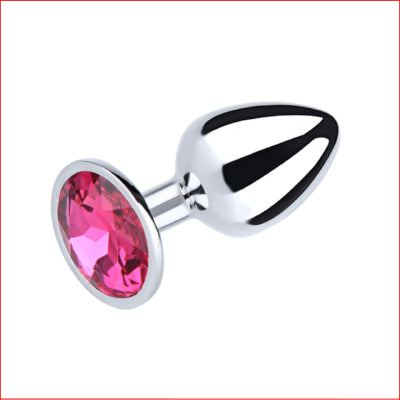 Small Metal Butt Plug Pink Gem