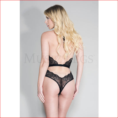Halter Lace with Cheeky Back Black