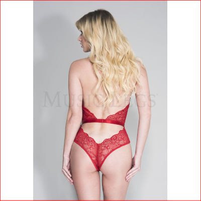 Halter Lace with Cheeky Back Red