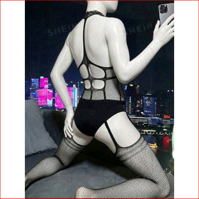 Mens Hollow Back Romper Black OS
