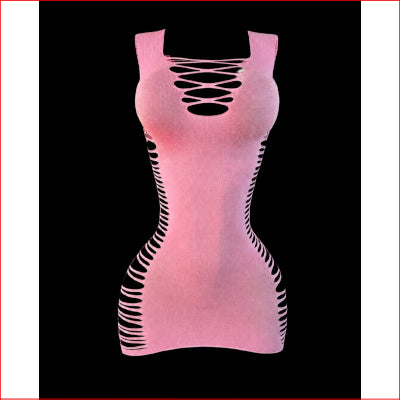 Hollow Cut Out Mini Dress OS Pink