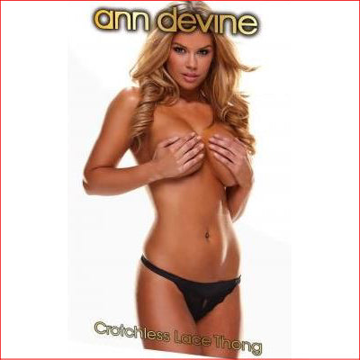 Ann Devine Crotchless Lace Thong XL Black