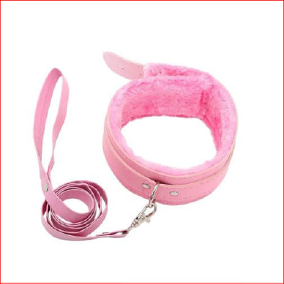 BB Fur Lined Collar & Chain Lead Pink