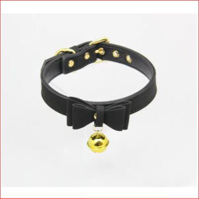 Bow Collar with Cat Bell Black/Gold