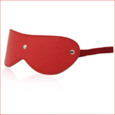b102 Faux Leather Stud Blindfold Red