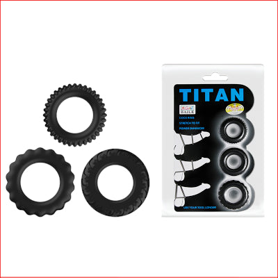 Titan 3pk Cock Ring Blk