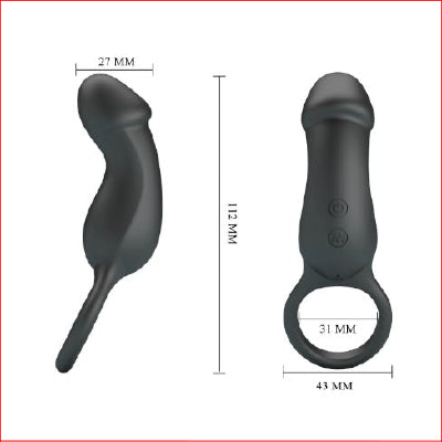 Pretty Love Trae Cock Ring or Bullet Vibe Black