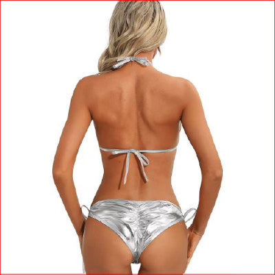 Metallic Micro Bikini Tie Side Silver