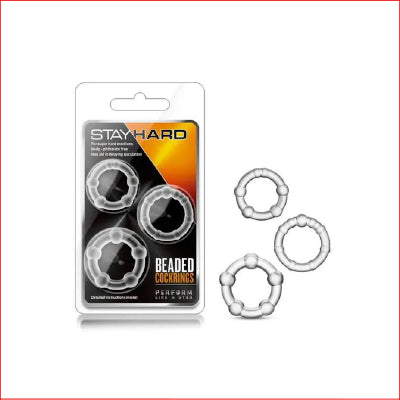 Stay Hard Beaded Cock Rings Clear
