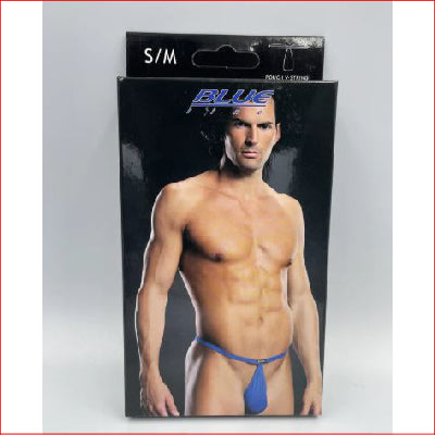 Blue Line Mens Pouch V String S/M Blue