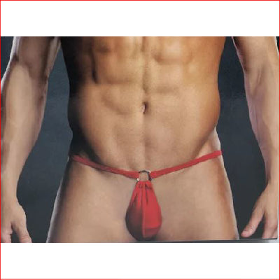 Blue Line Mens Pouch Bikini with Metal Rings L/XL Red