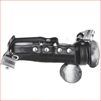 Blue Line Gimp Cock Locking Sheath with Double Metal Cock Ring