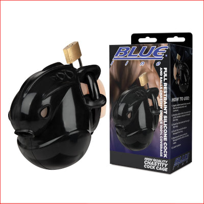 Blue Line Full Restraint Cock Cage Black