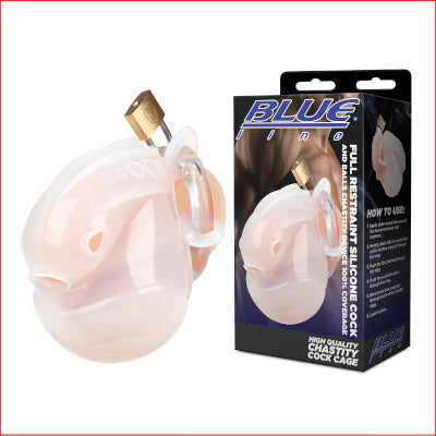 Blue Line Full Restraint Cock Cage White