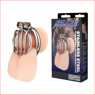 Blue Line Stainless Steel Cock Cage Silver