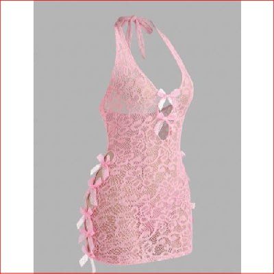 Stretch Nett Floral Bow Trim Pink