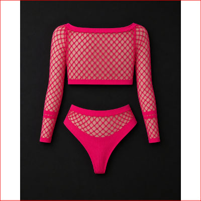 Hot Pink Fishnet Top & Brief