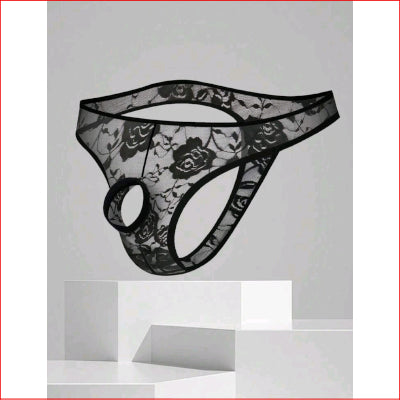 Mens Sexy Open Hole Lace Thong Large