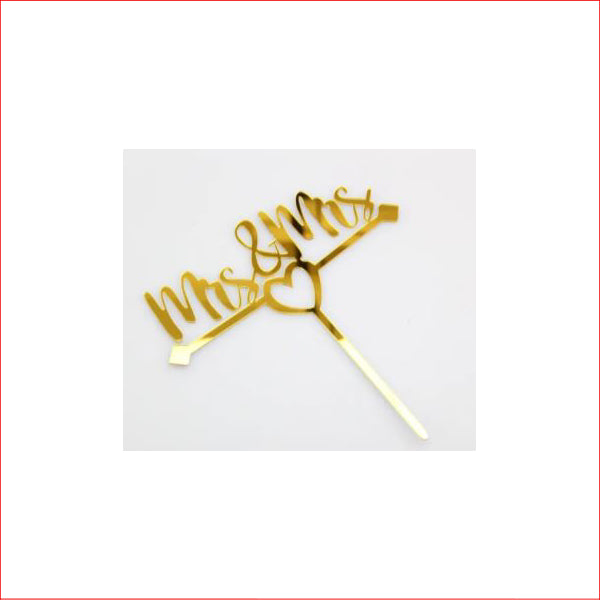 Cake Topper Gold Mrs & Mrs flat