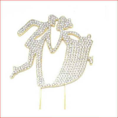 Cake Topper Gld Dancing Diamante