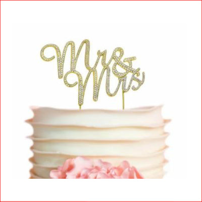 Cake Topper Gold Mr & Mrs Diamante