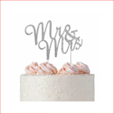 Cake Topper Silver Mr & Mrs Diamante