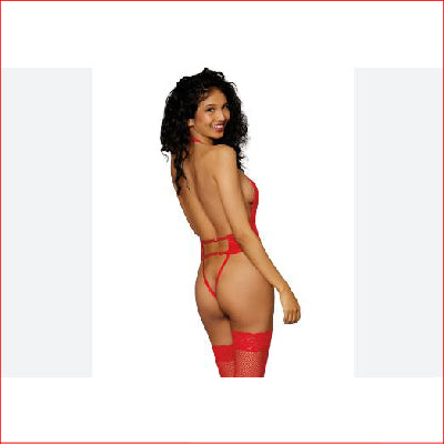 Dreamgirl Stretch Velvet Garter Teddy OS