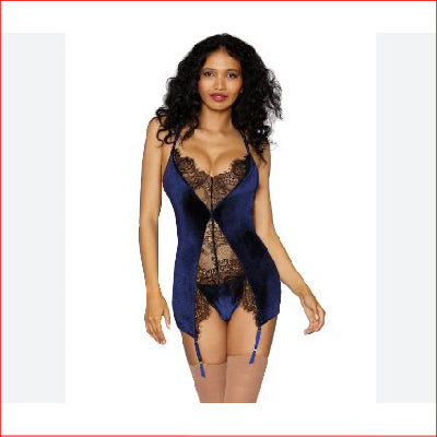 Dreamgirl Stretch Velvet Garter Slip M