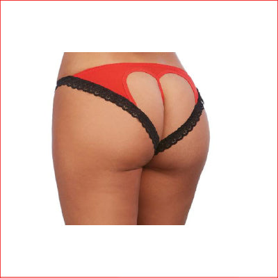 Open Back Heart Pants Red X-Large