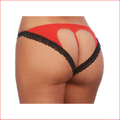 Open Back Heart Pants Red/Black Small