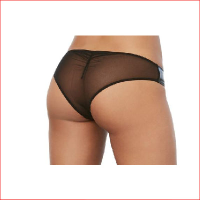 Faux Leather Zip Panty Black Large