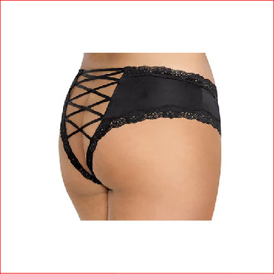 Lace Up Cheeky Back Panty Black X-Large