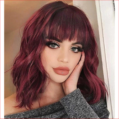 Wig Medium Wavy Red