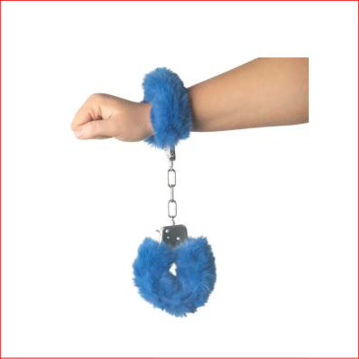 Fluffy HandCuffs Cobalt Blue
