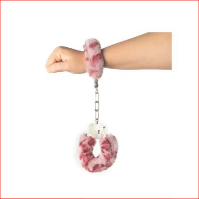 Fluffy HandCuffs Pink Leopard