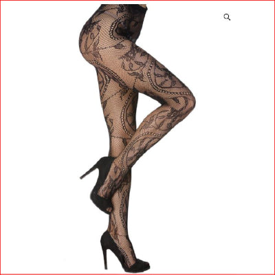Patterned Lace Pantyhose Black
