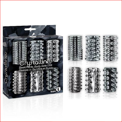 The 9's Crystaline Cock Sleeves 6pk