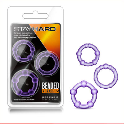 Stay Hard Beaded Cockring Purple