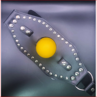 Kinky Leather Ball Gag Black & Yellow