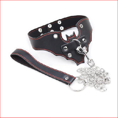 Collar & Lead PVC Bat Black & Red