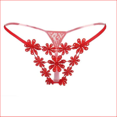 Lace Flower G-String Red