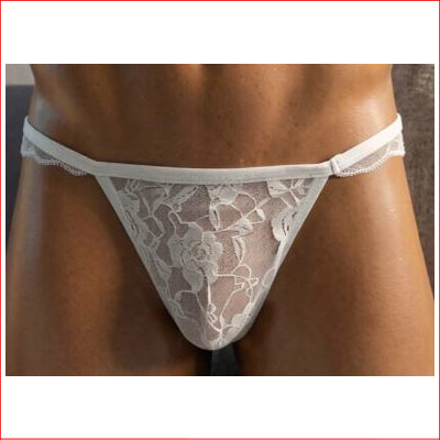 Mens Sexy White Lace Low-Waist Briefs